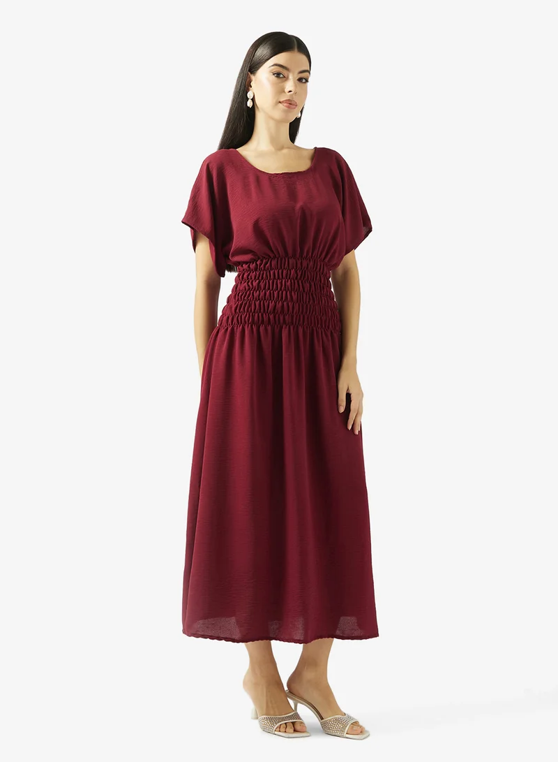 hayas closet  Square Neck Belted Under Abaya Dress for Women | Best Price UAE